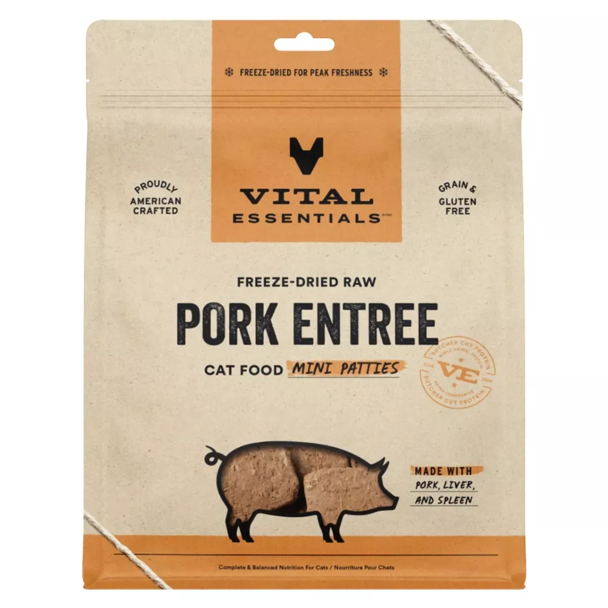 Vital Essentials Freeze-Dried Mini Patties for Cats - Pork Entrée
