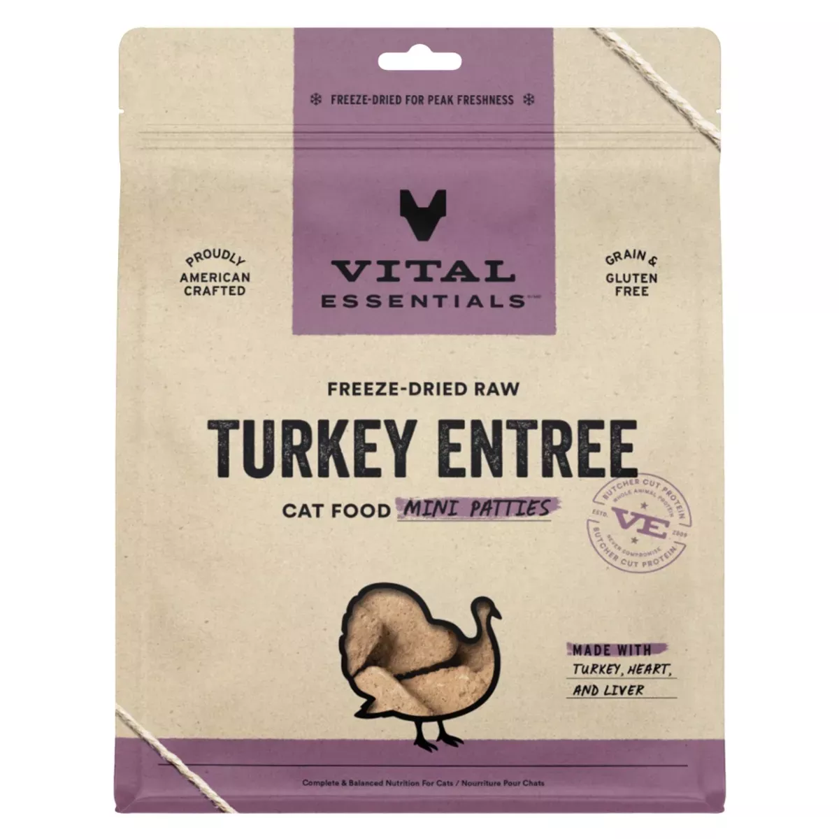 Vital Essentials Freeze-Dried Mini Patties for Cats - Turkey Entrée