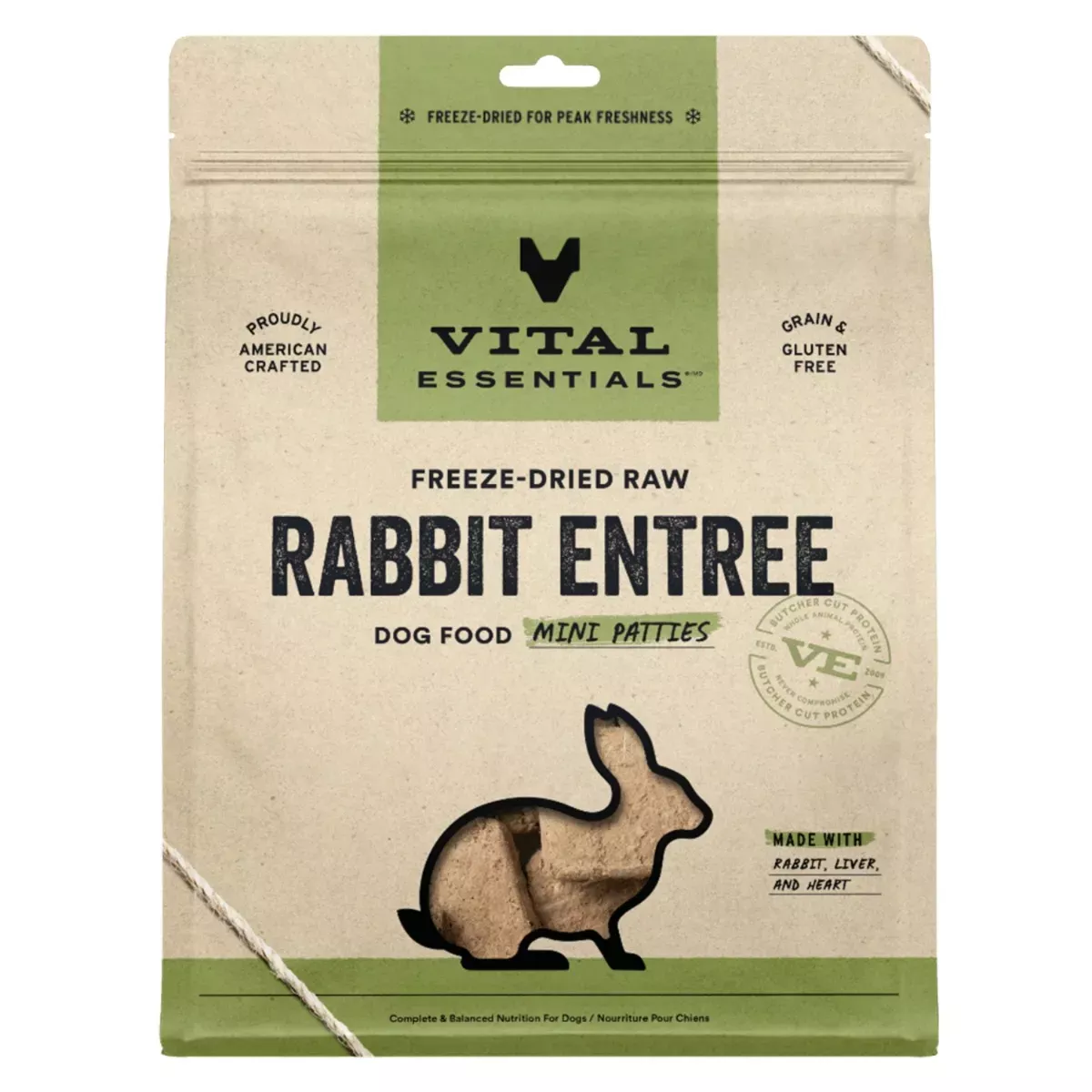 Vital Essentials Freeze-Dried Mini Patties for Dogs - Rabbit Entrée