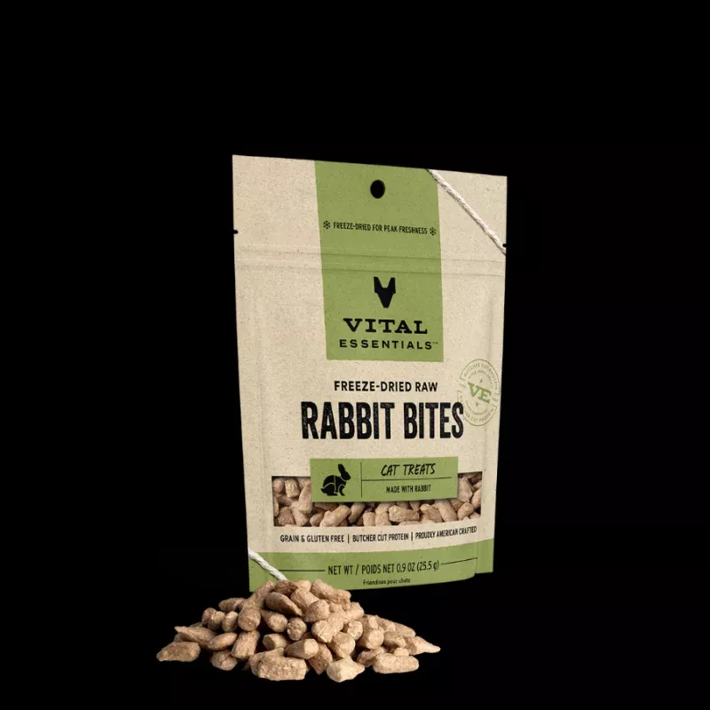 Vital Essentials Freeze-Dried Rabbit Bites Cat Treats .9oz