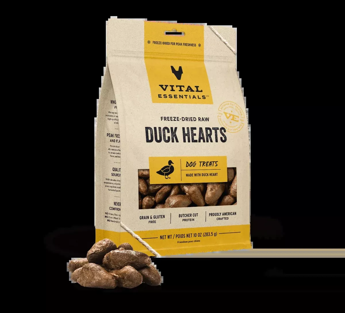 Vital Essentials Freeze-Dried Raw Duck Hearts Dog Treats