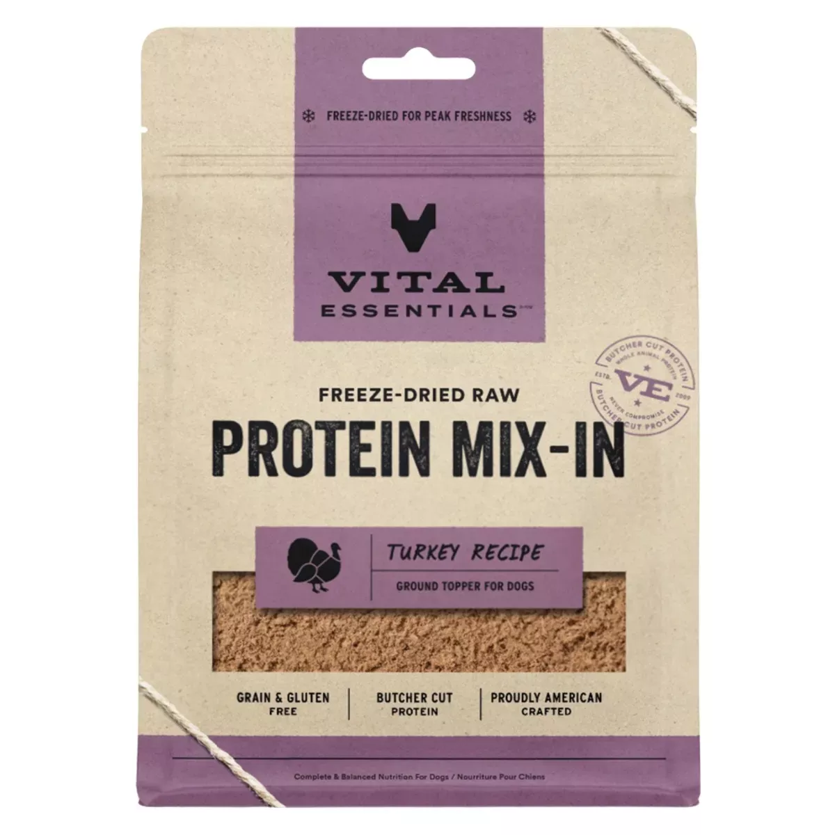 Vital Essentials Freeze-Dried Raw Protein Mix-In Ground Topper for Dogs - Turkey