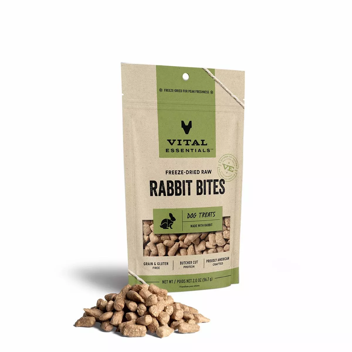 Vital Essentials Freeze Dried Raw Rabbit Bites Dog Treats