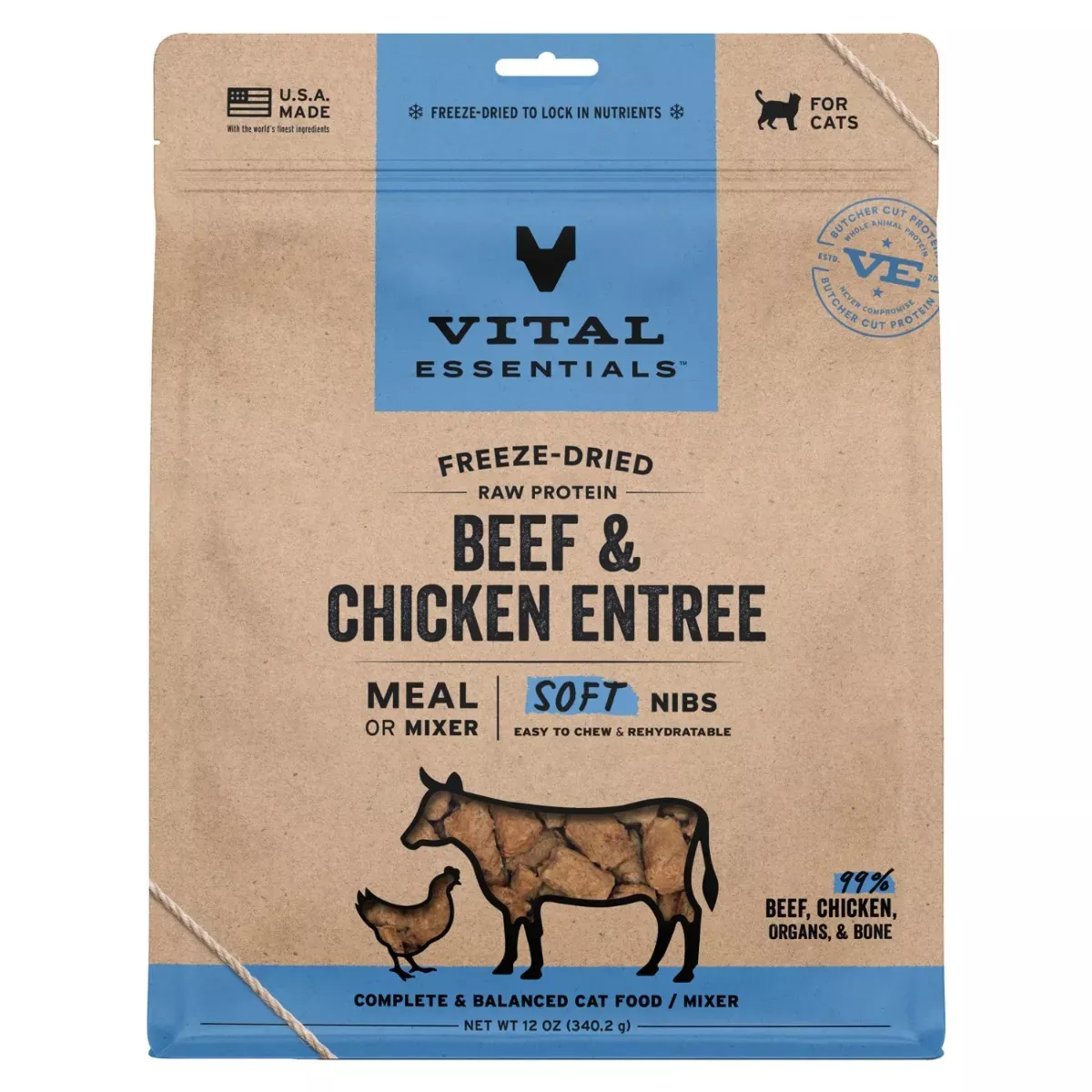 Vital Essentials Freeze-Dried Soft Nibs for Cats - Beef & Chicken Entrée
