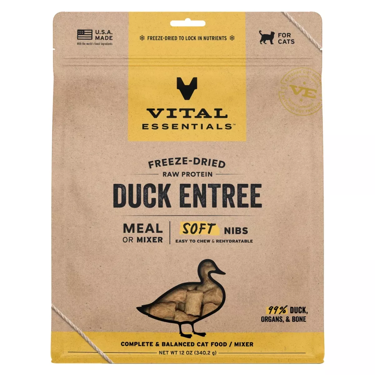 Vital Essentials Freeze-Dried Soft Nibs for Cats - Duck Entrée
