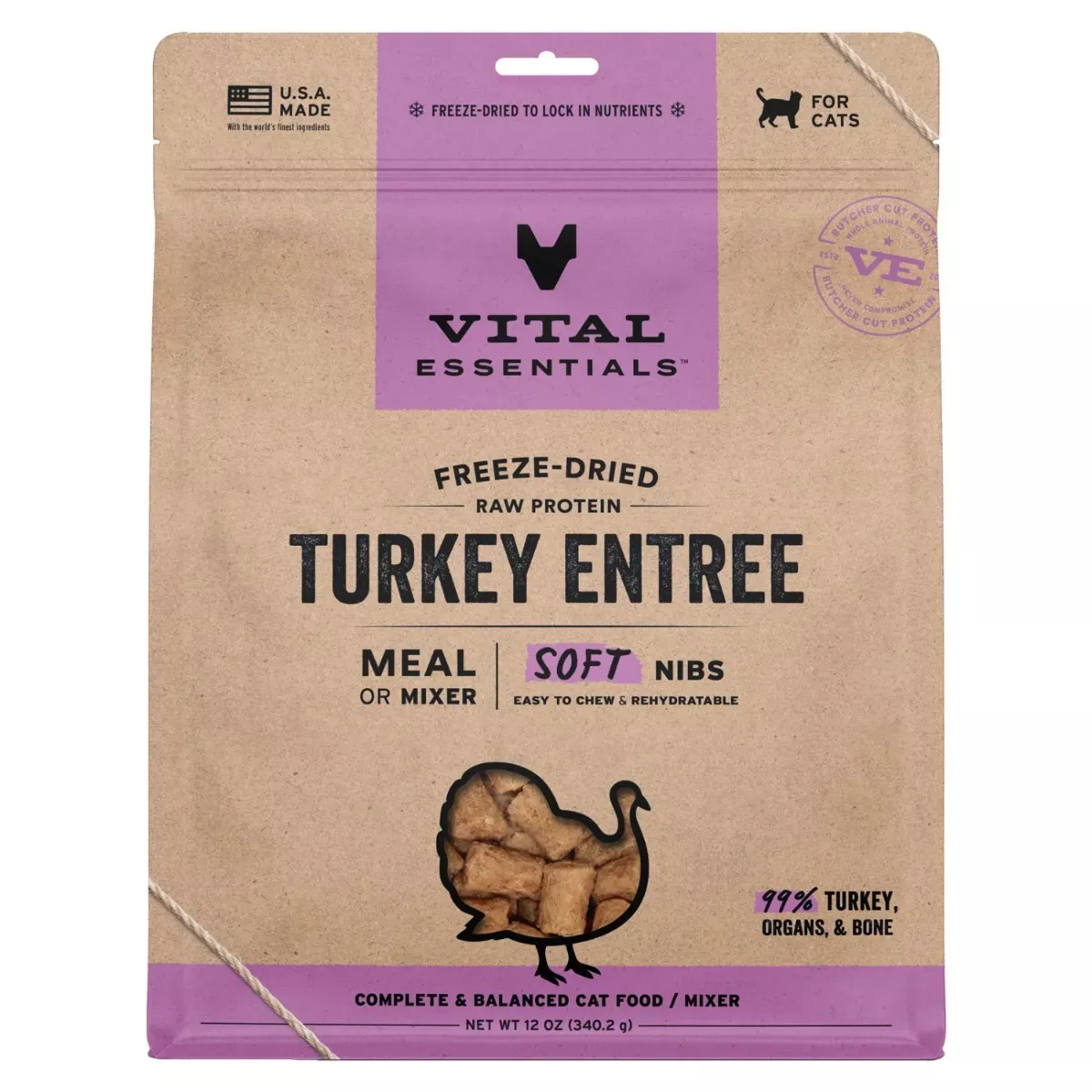 Vital Essentials Freeze-Dried Soft Nibs for Cats - Turkey Entrée