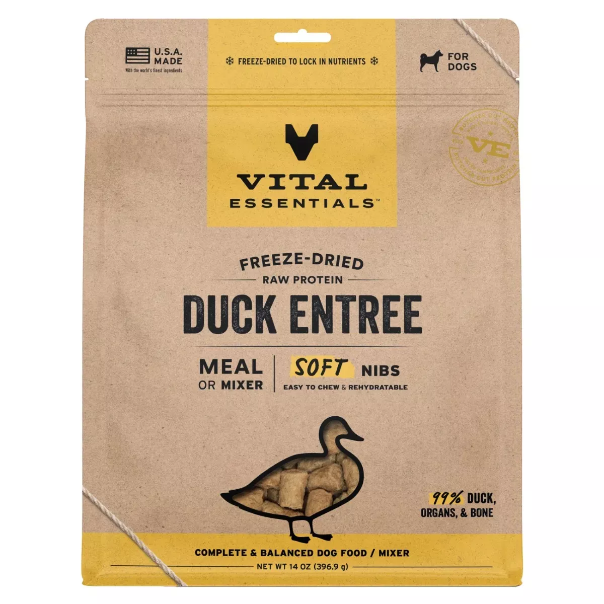 Vital Essentials Freeze-Dried Soft Nibs for Dogs - Duck Entrée