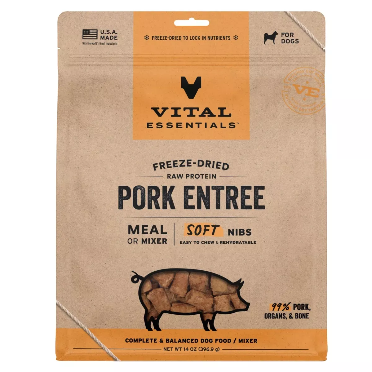 Vital Essentials Freeze-Dried Soft Nibs for Dogs - Pork Entrée