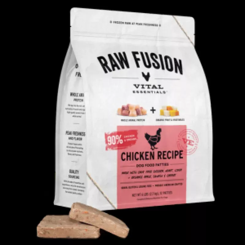 Vital Essentials Raw Frozen Fusion Chicken Dinner Patties 6 lbs