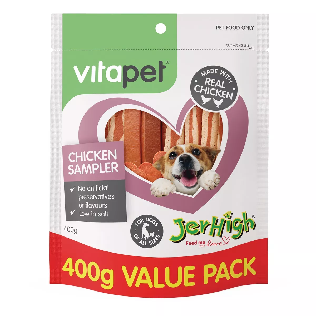Vitapet Dog Treats Jerhigh Variety Pack Chicken Sampler 400g