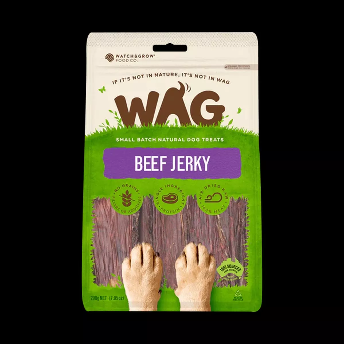 WAG Dog Treats Beef Jerky 200g