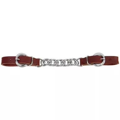 Weaver Equine Latigo Leather 4-1/2″ Double Flat Link Chain Curb Strap – Burgundy