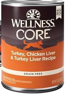 Wellness Core Grain Free Turkey, Chicken Liver & Turkey Liver Recipe Canned Dog Food 12.5 oz can