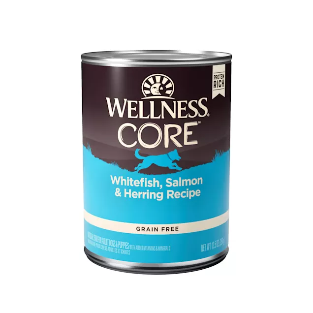 Wellness Core Grain Free Whitefish, Salmon & Herring Recipe Canned Dog Food 12.5 oz can
