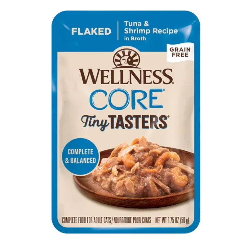 Wellness CORE Tiny Tasters Flaked Tuna & Shrimp Recipe 1.75-oz, Wet Cat Food