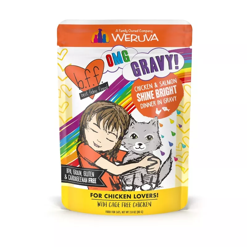 Weruva B.F.F. Oh My Gravy 2.8oz Pouch Cat food Shine Bright