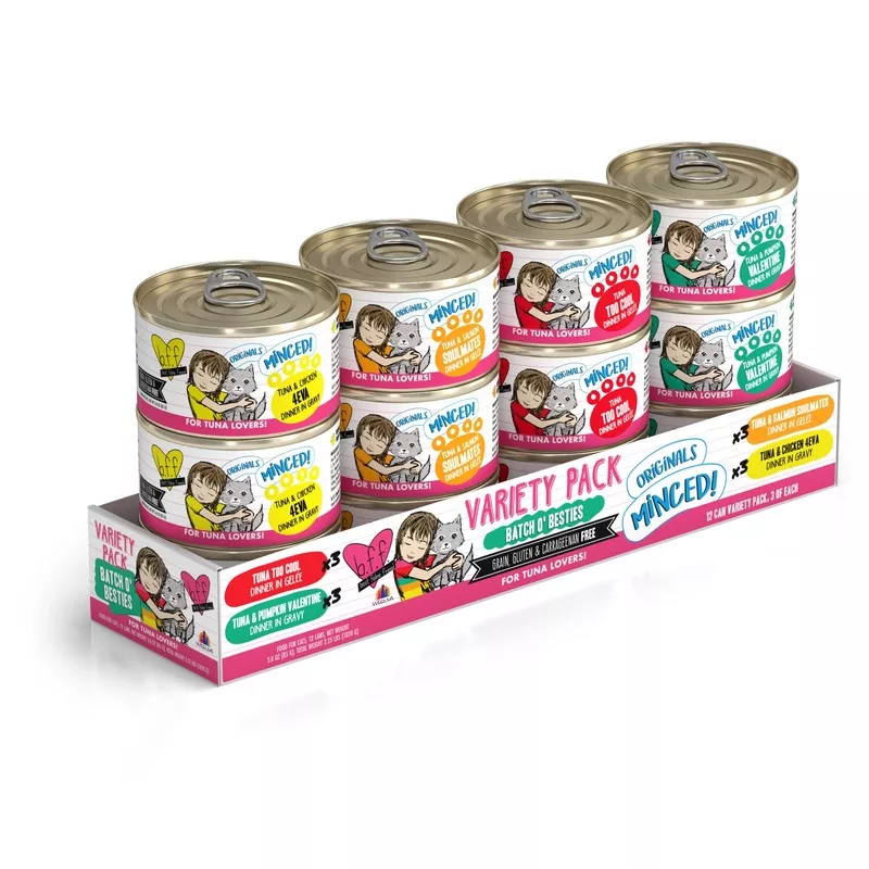 Weruva BFF OMG-A Multipack Variety 12 Pack Grain-Free Wet Cat Food3 oz. Cans
