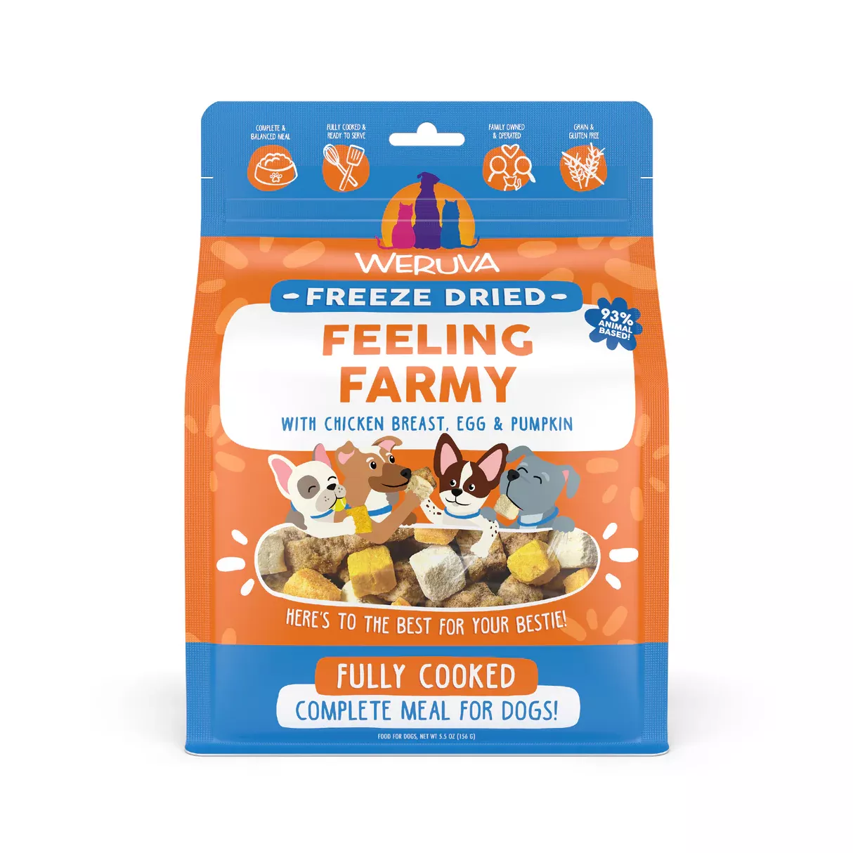 Weruva Freeze Dried Feeling Farmy Chicken, Egg & Pumpkin Dog Food 5.5 Oz