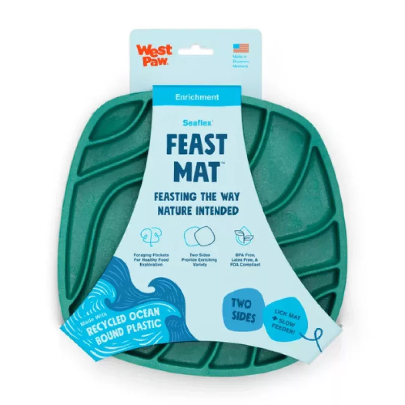 West Paw Design Waves Feast Mat Lick Mat & Slow Feeder Combo Marine