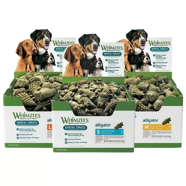 Whimzees Alligator Natural Daily Dental Dog Chews - Cases