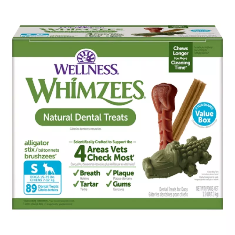 Whimzees Brushzees Dental Chews Natural Grain-Free Dental Dog Treats Value Box