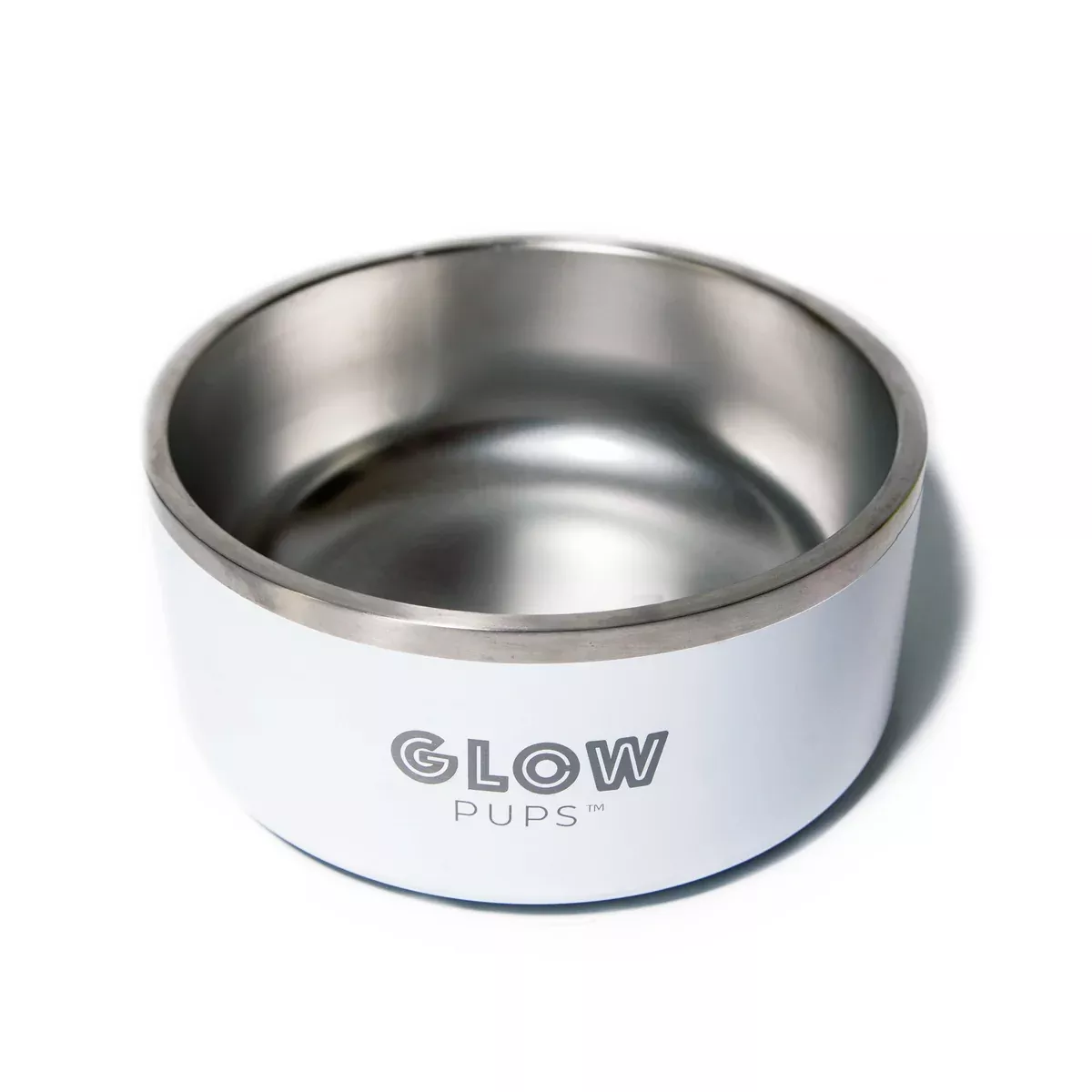 White Stainless Steel Dog Bowl 32oz & 64oz - Glow Pups