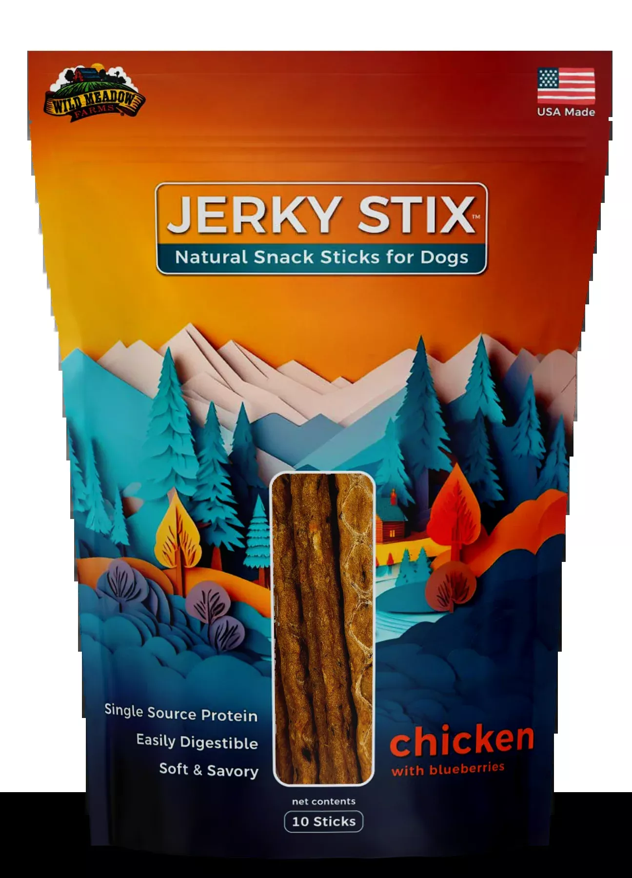 Wild Meadow Farms Jerky Stix - Chicken with Blueberries