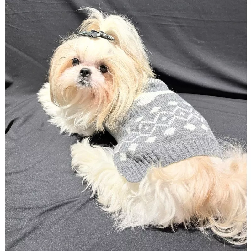 Winter Pet Sweaters for Small Dogs & Cats (Grey) Gray