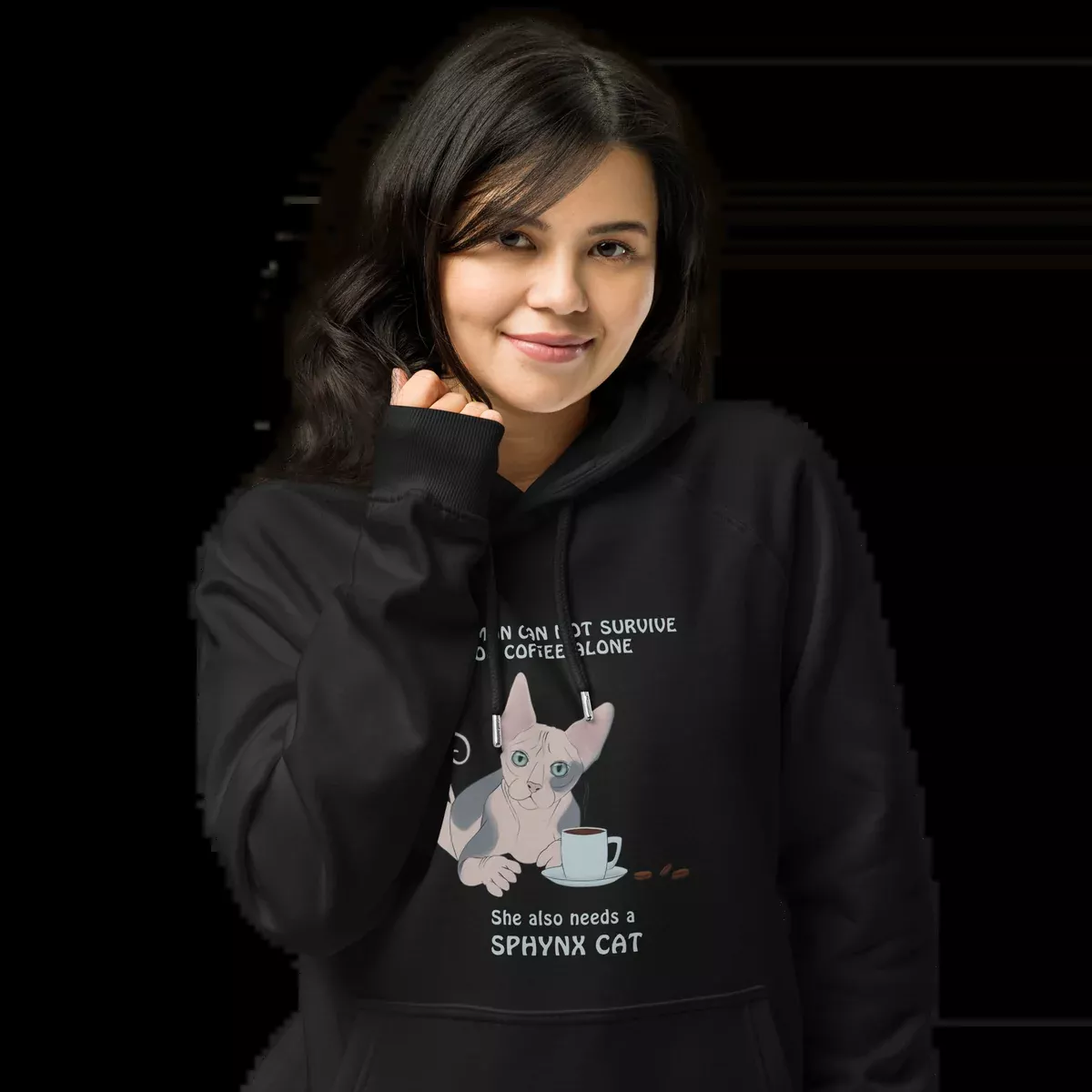 "WOMAN CAN'T SURVIVE ON COFFEE ALONE" ECO HOODIE
