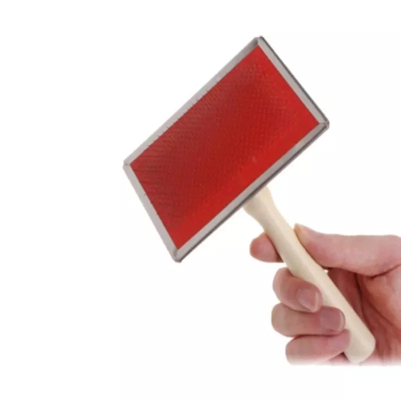 Wooden Handle Pet Slicker Brush For Dogs Red