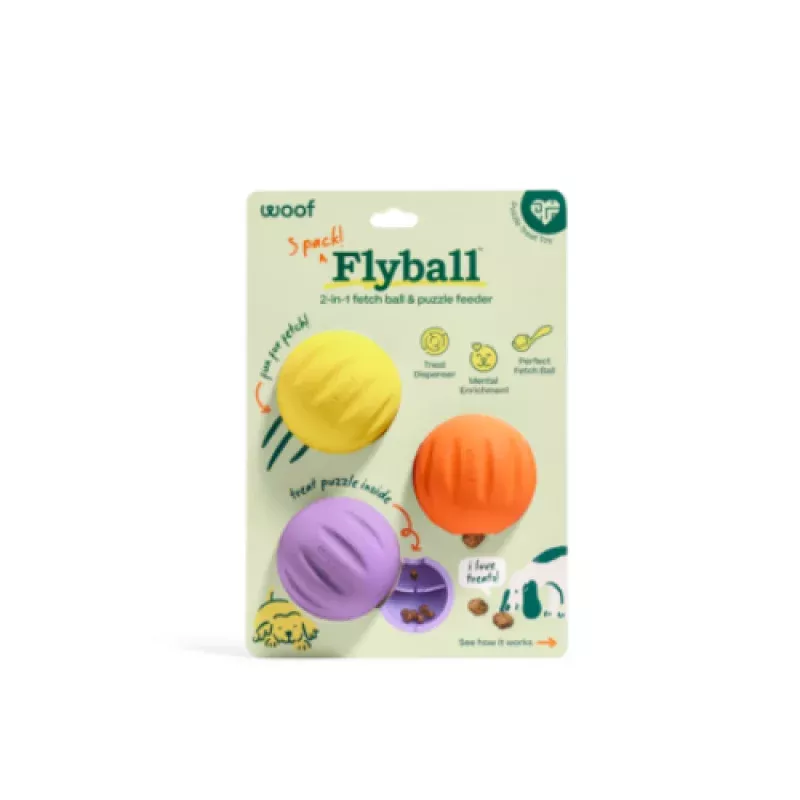Woof Pet Forager Flyball Dog Toy 3-Pack