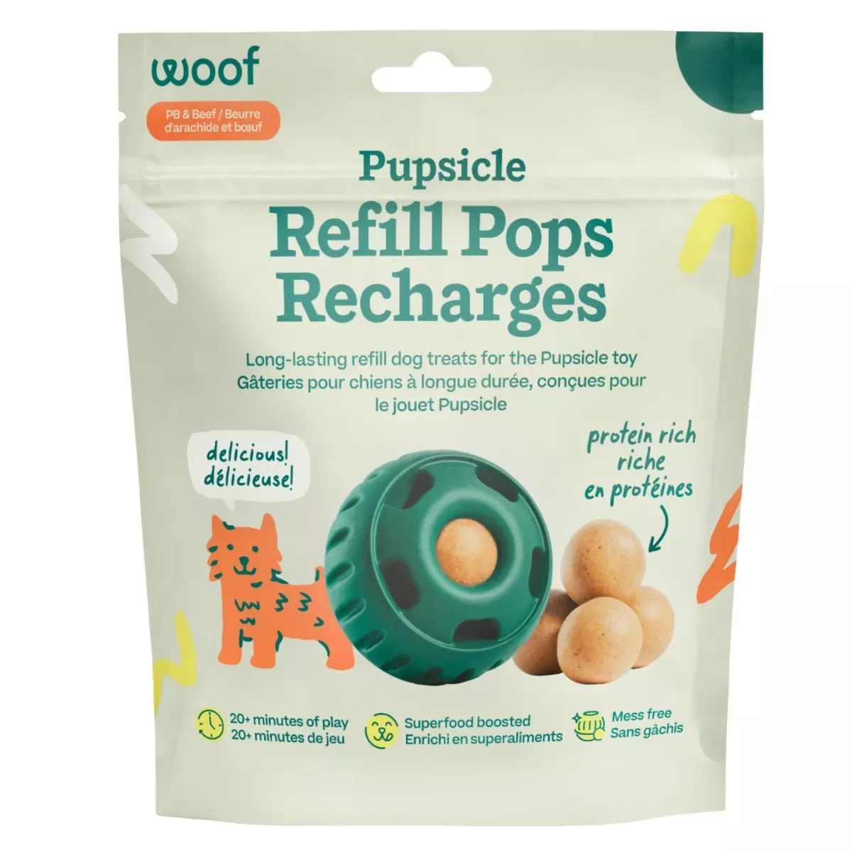 Woof Pet Pupsicle Refill Pops Dog Treats - Peanut Butter & Beef