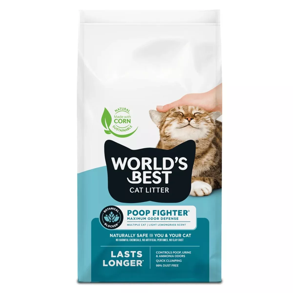 World's Best Cat Litter Poop Fighter Multiple Cat Lemongrass Scent Formula