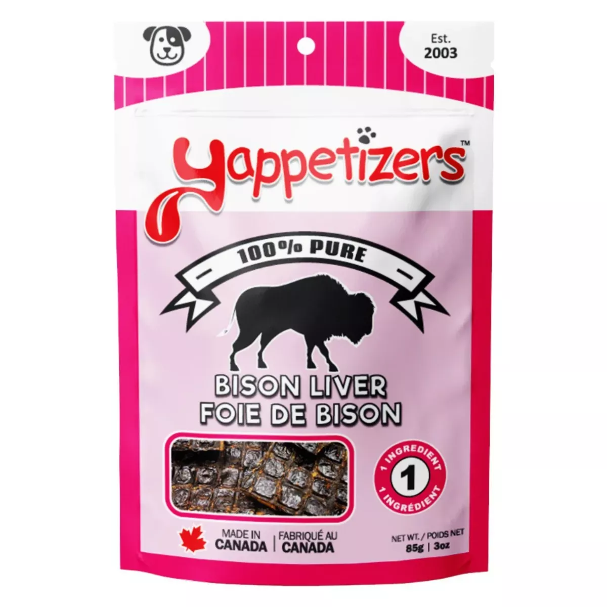 Yappetizers Dog Treats - Bison Liver