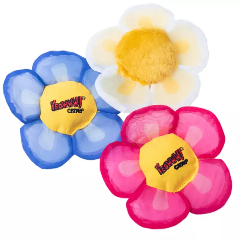 Yeowww! Daisy Flower Tops Catnip Cat Toy Single Blue