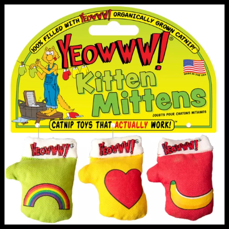 Yeowww! Kitten Mittens Catnip Cat Toy, 3-Pack