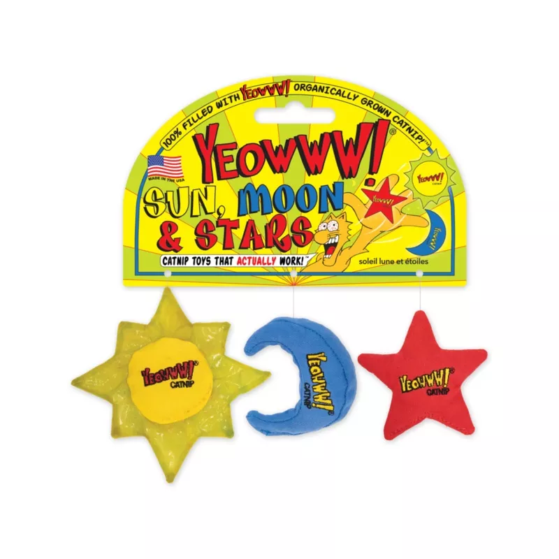 Yeowww! Sun & Moon Star Catnip Cat Toy 3pk