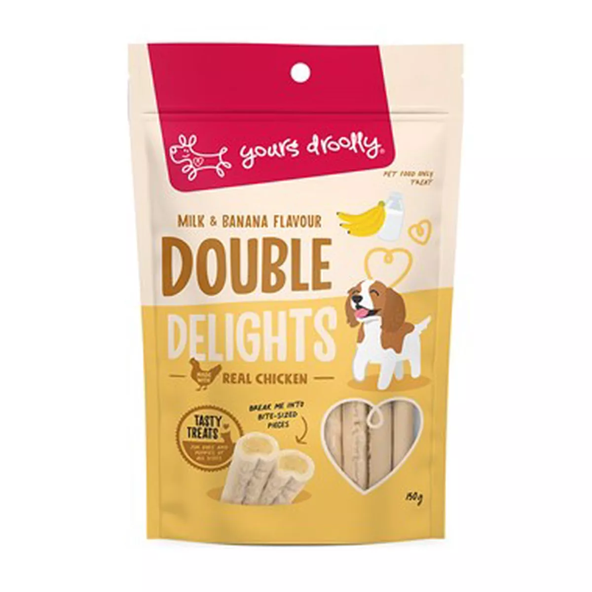 Yours Droolly Dog Treats Double Delights - Milk & Banana 150g