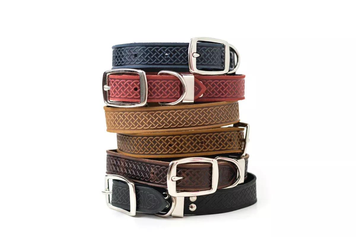 Z Celtic Style Leather Dog Collar