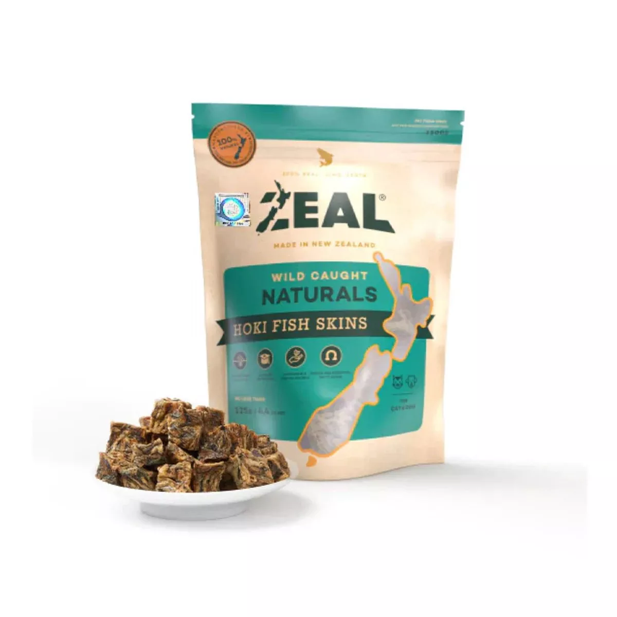 ZEAL Free-Range Pet Treats Hoki Fish Skins 125g