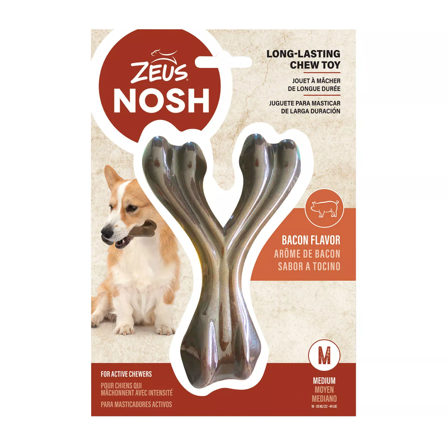 Zeus, Wishbone Chew Toy - Bacon