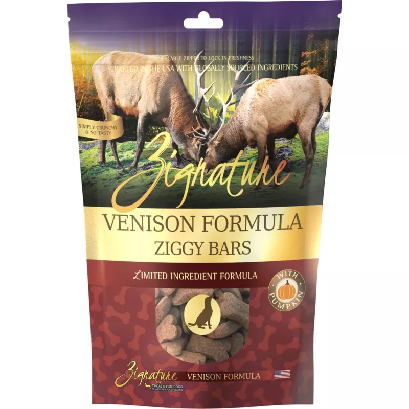 Zignature Ziggy Bar Biscuits Venison Recipe 12-oz, Dog Treat