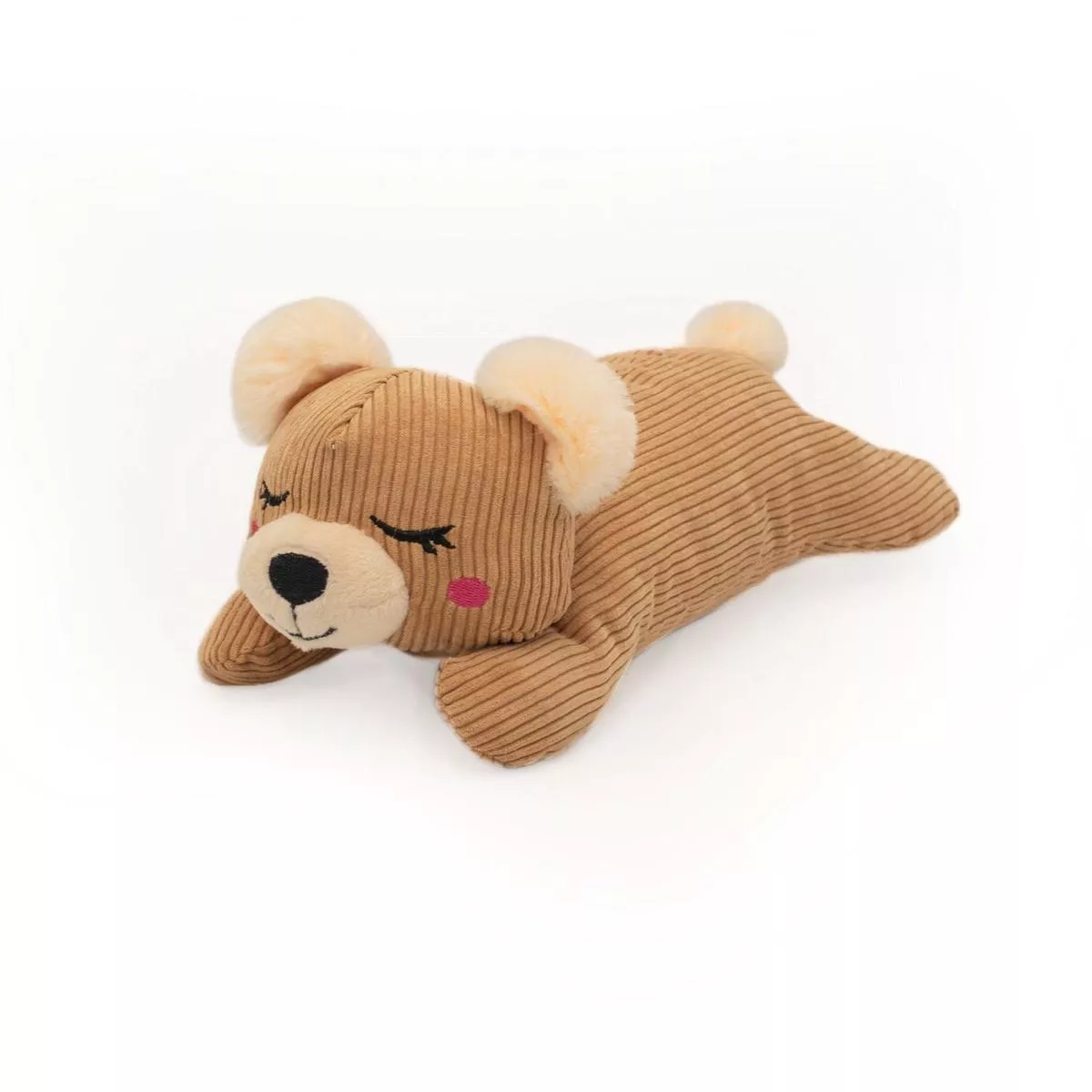 Zippy Paws Snooziez with Silent Shhhqueaker Plush Dog Toy – Bear
