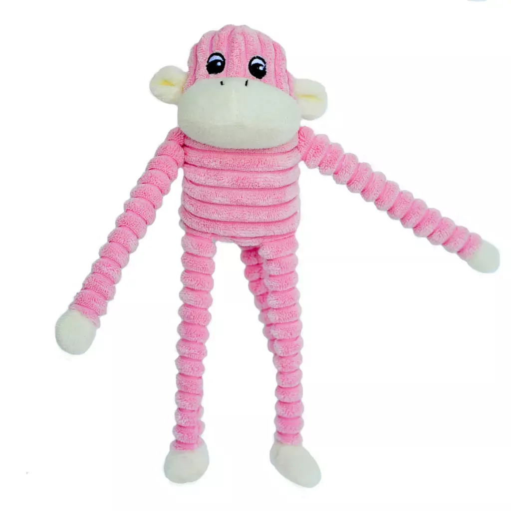 Zippy Paws Spencer the Crinkle Monkey Dog Toy Pink