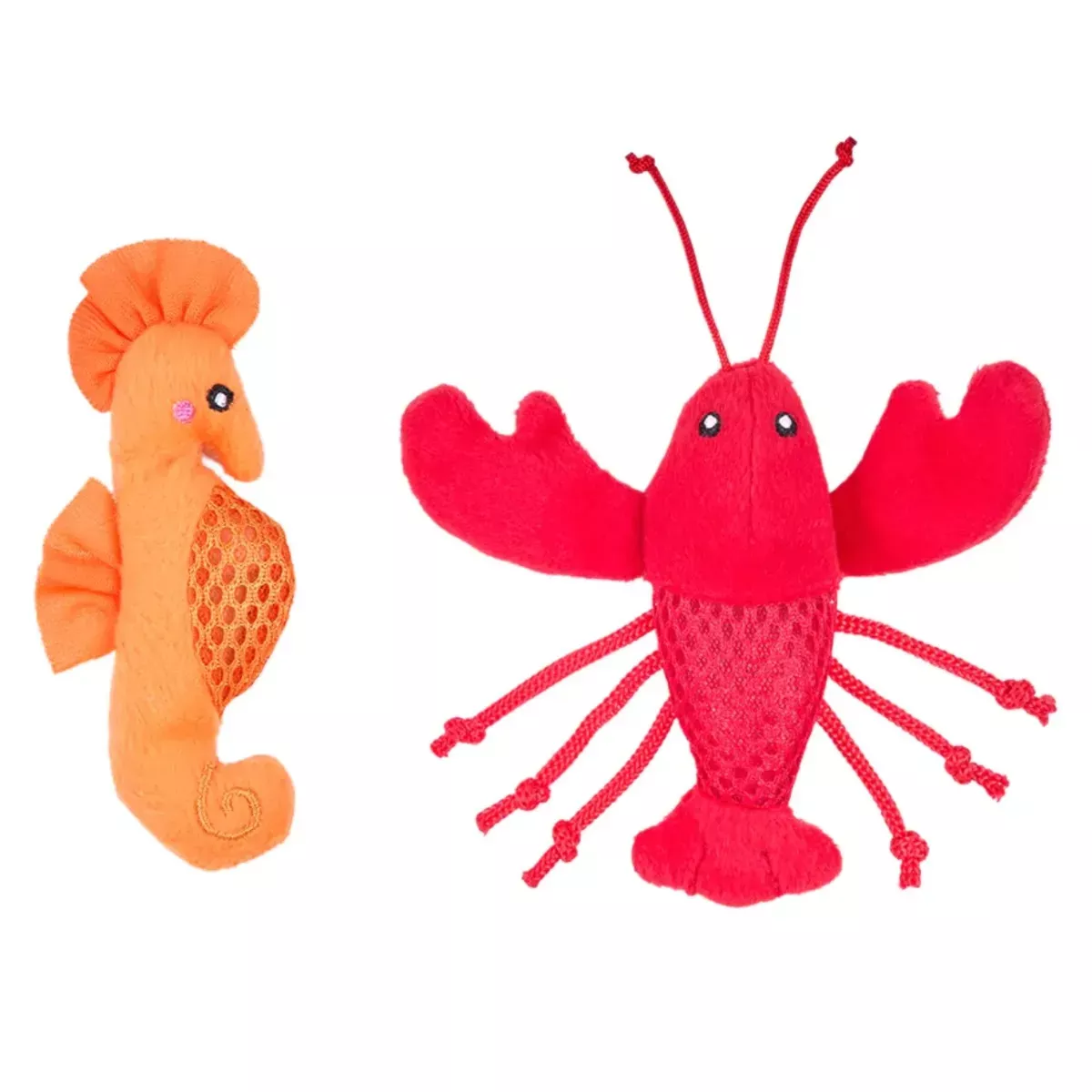 ZippyClaws Mesh Mates Cat Toy - Seahorse and Lobster