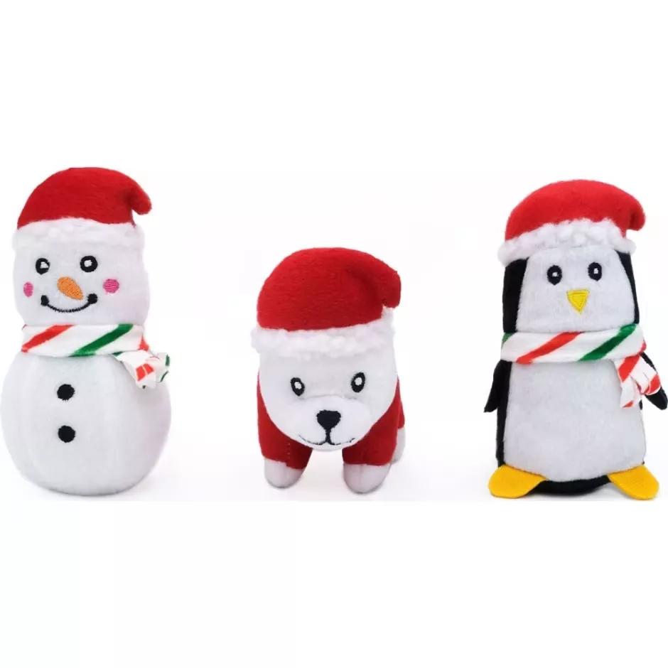 ZippyPaws Holiday Miniz Festive Animals 3 Pk Dog toy