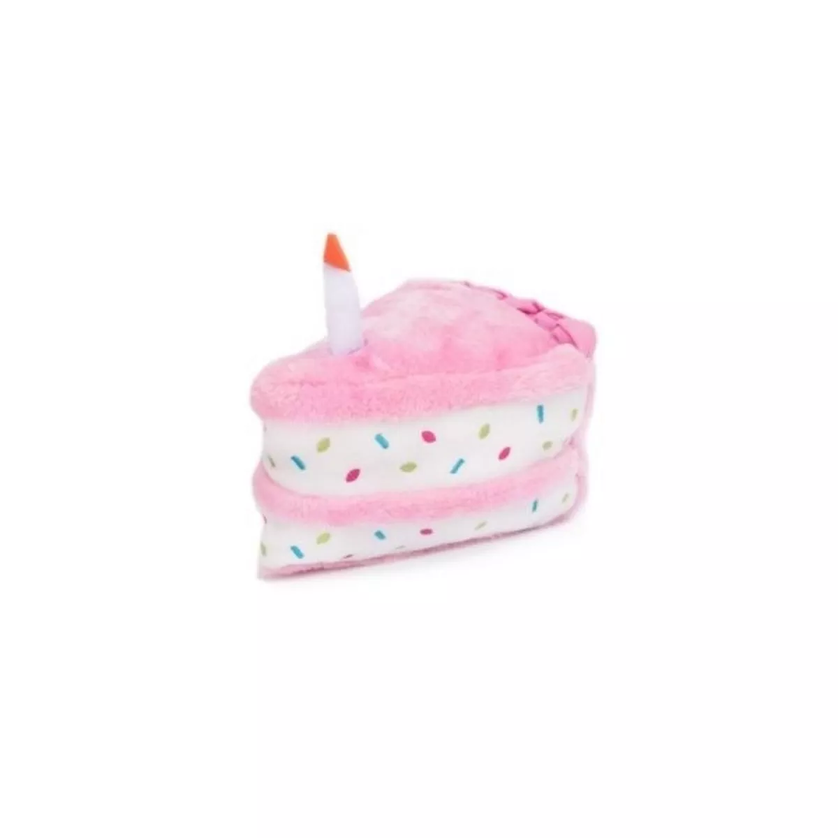 ZippyPaws NomNomz Plush Pink Birthday Cake Dog Toy