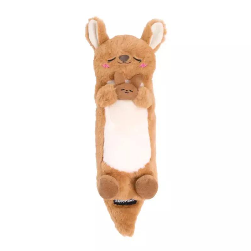 ZippyPaws Snooziez with Shhhqueaker Kangaroo Plush Dog Toy