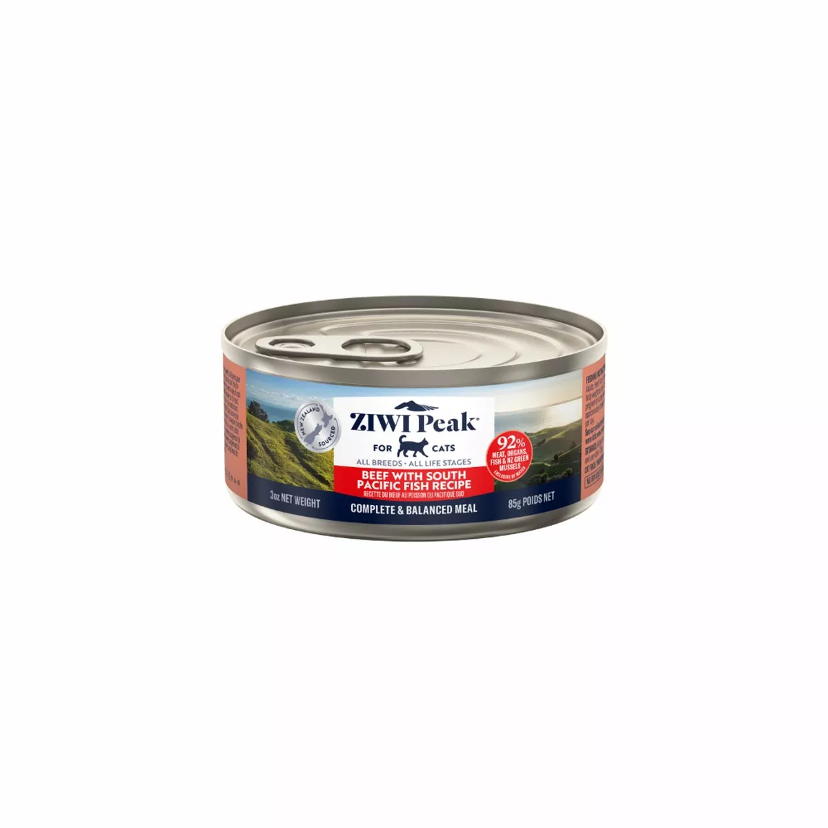 ZIWI Peak Cat Wet Food Cans Beef with South Pacific Fish Recipe