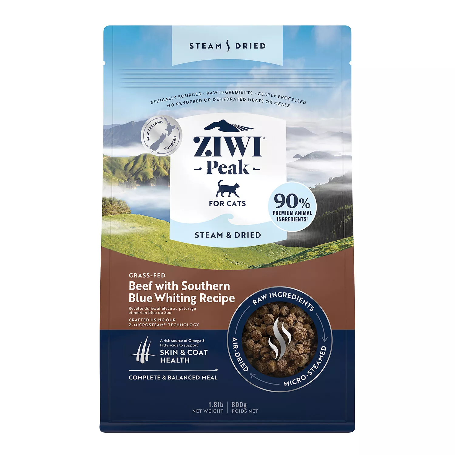 ZIWI, Peak Steam & Dried Beef with Southern Blue Whiting Cat Food